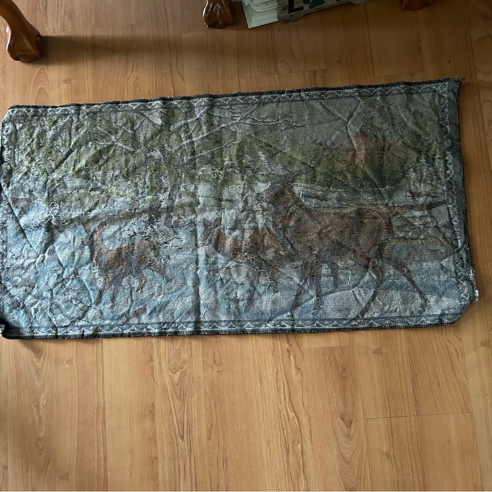 Vintage Italian Deer Scene Hanging Wall Tapestry